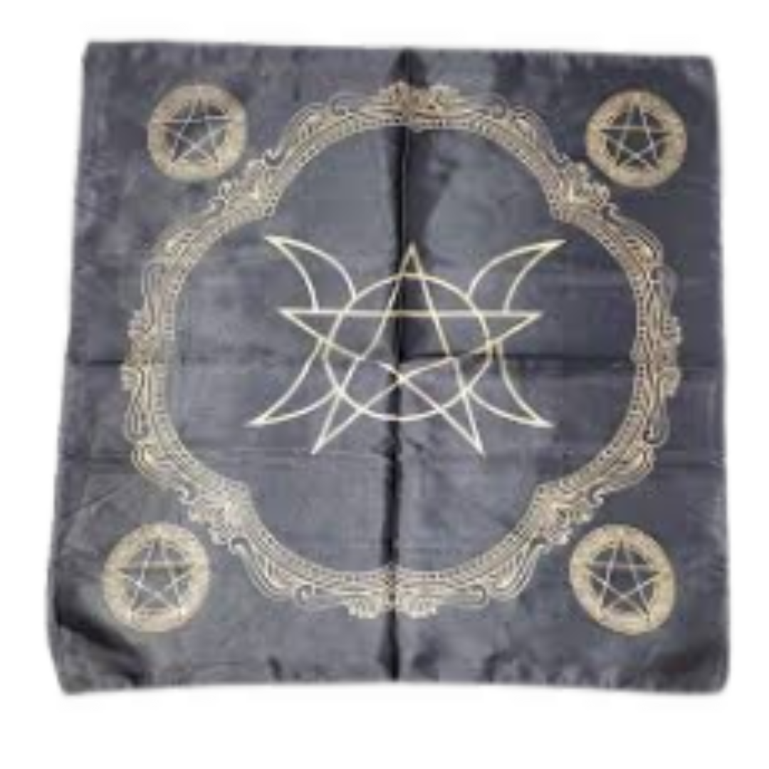 21″ x 21″ Black Triple Moon Pentagram altar cloth