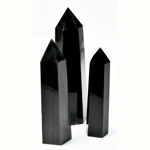 1 lb 3-4" Obsidian, Black W Silver Stripes obelisk