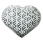 3" Selenite heart , Flower of Life
