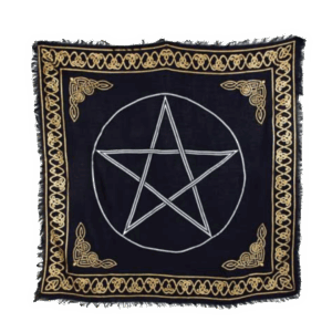 Gold Bordered Pentagram altar cloth 36″ x 36″