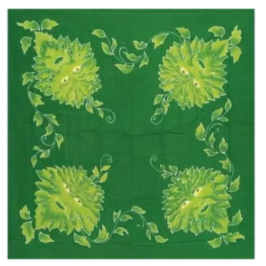 Green Man altar cloth or scarf 36″ x 36″