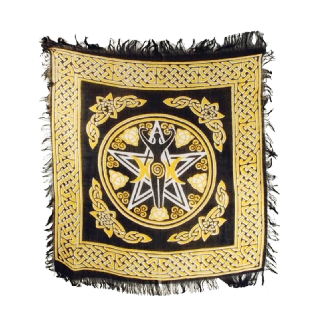 Pentagram Goddess altar cloth 18″ x 18″